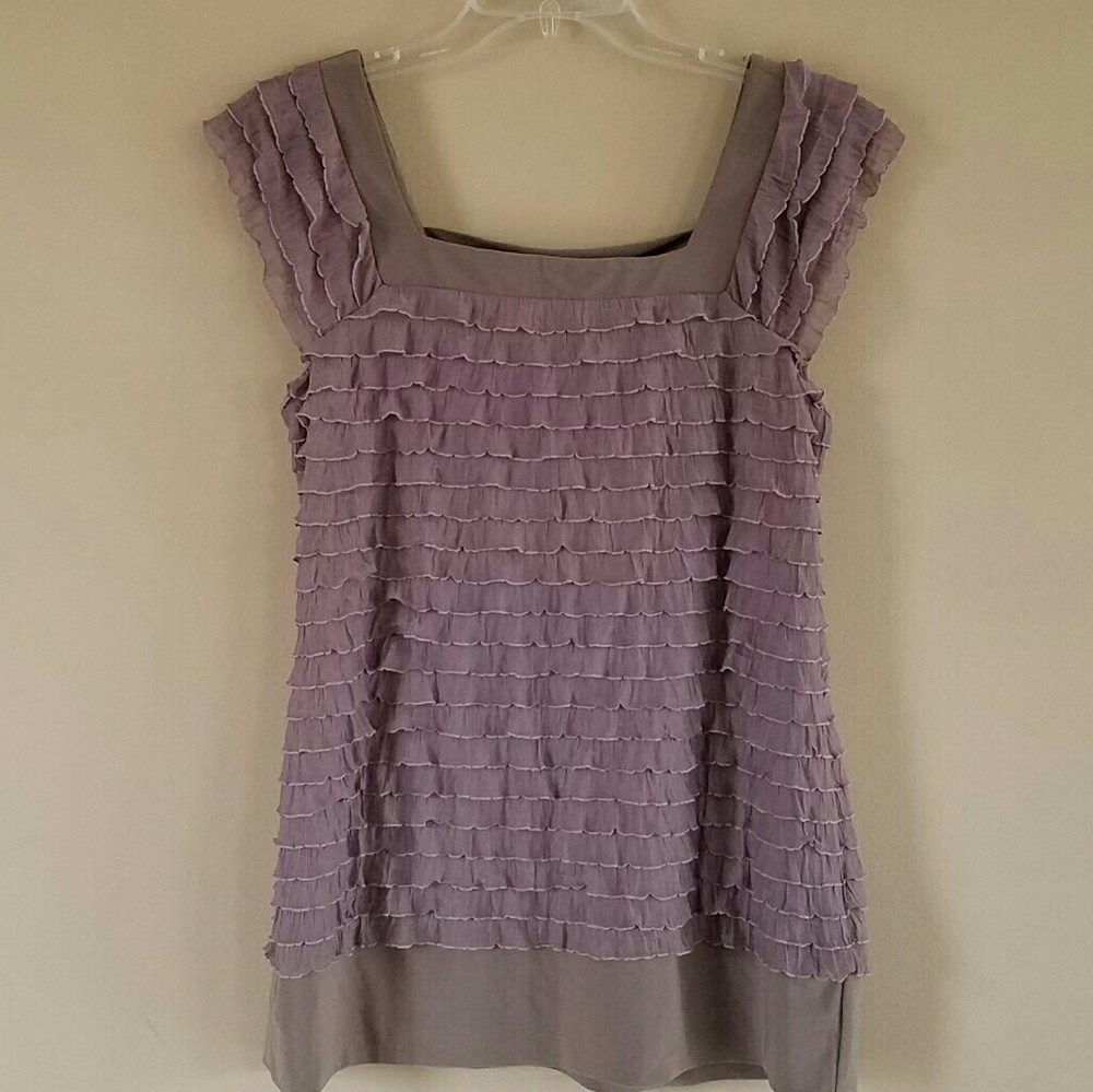 Cato/ tiered ruffle blouse with cap sleeves